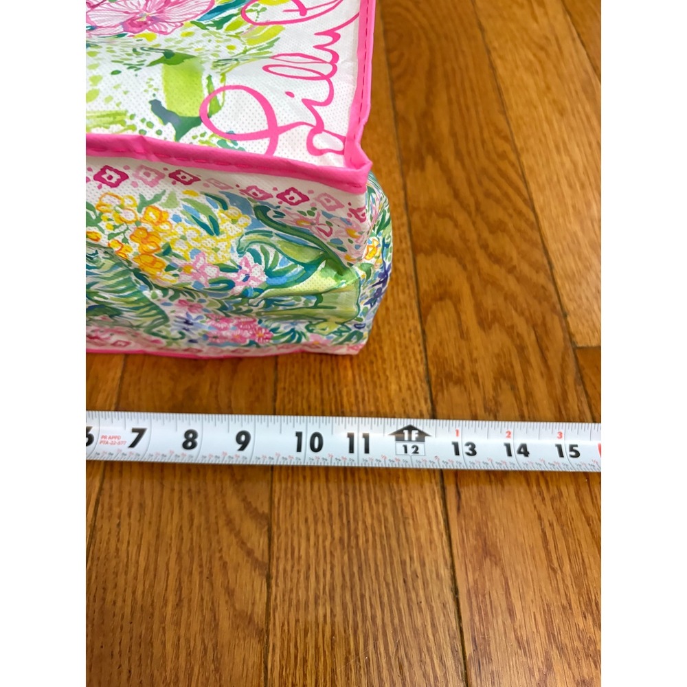 Lilly Pulitzer Reusable Shopping Tote Bag Pink Floral Tiger Print Small 12x10x5 - Picture 5 of 8